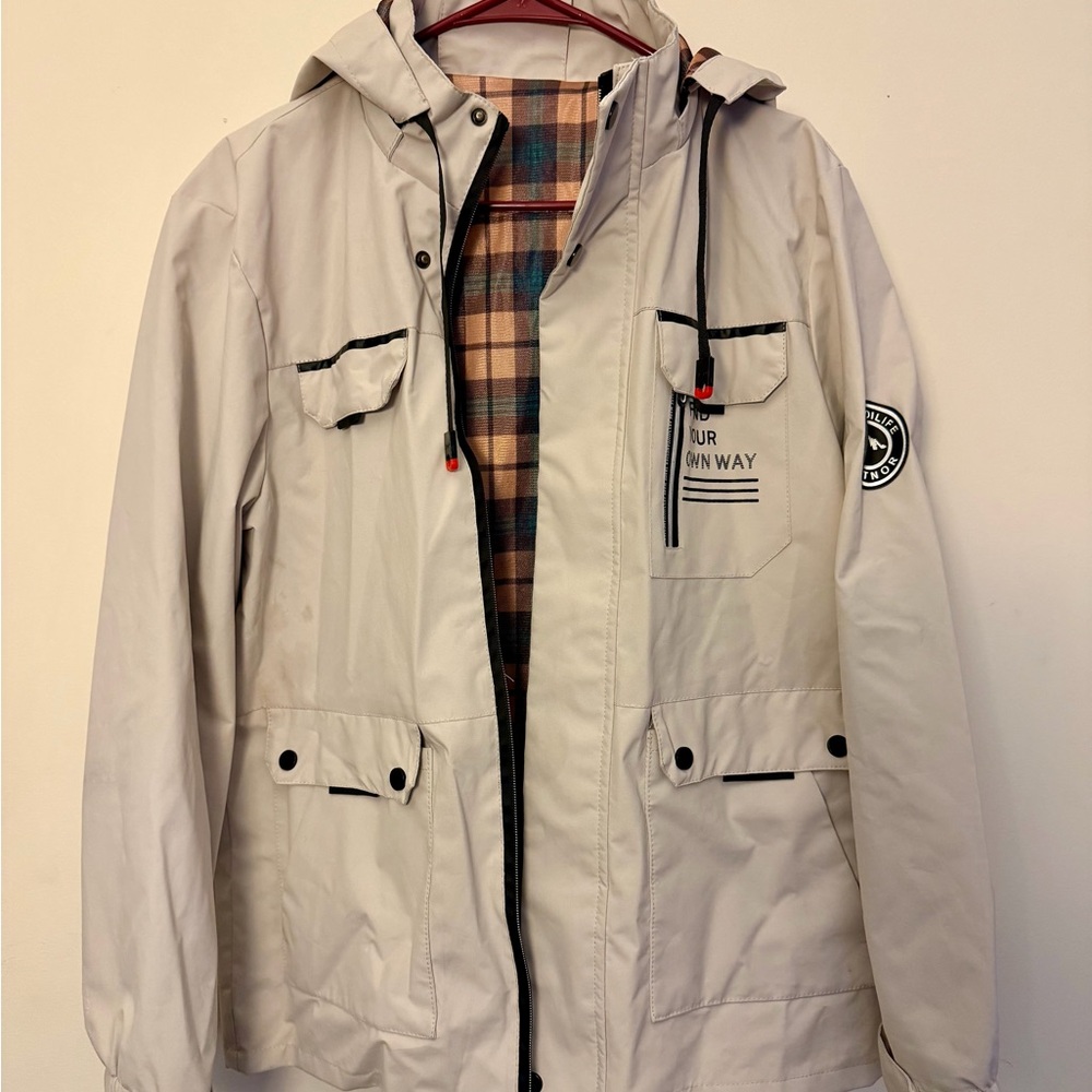 Men's Beige Hooded Jacket